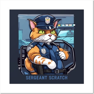 police cat sergeant scratch Posters and Art